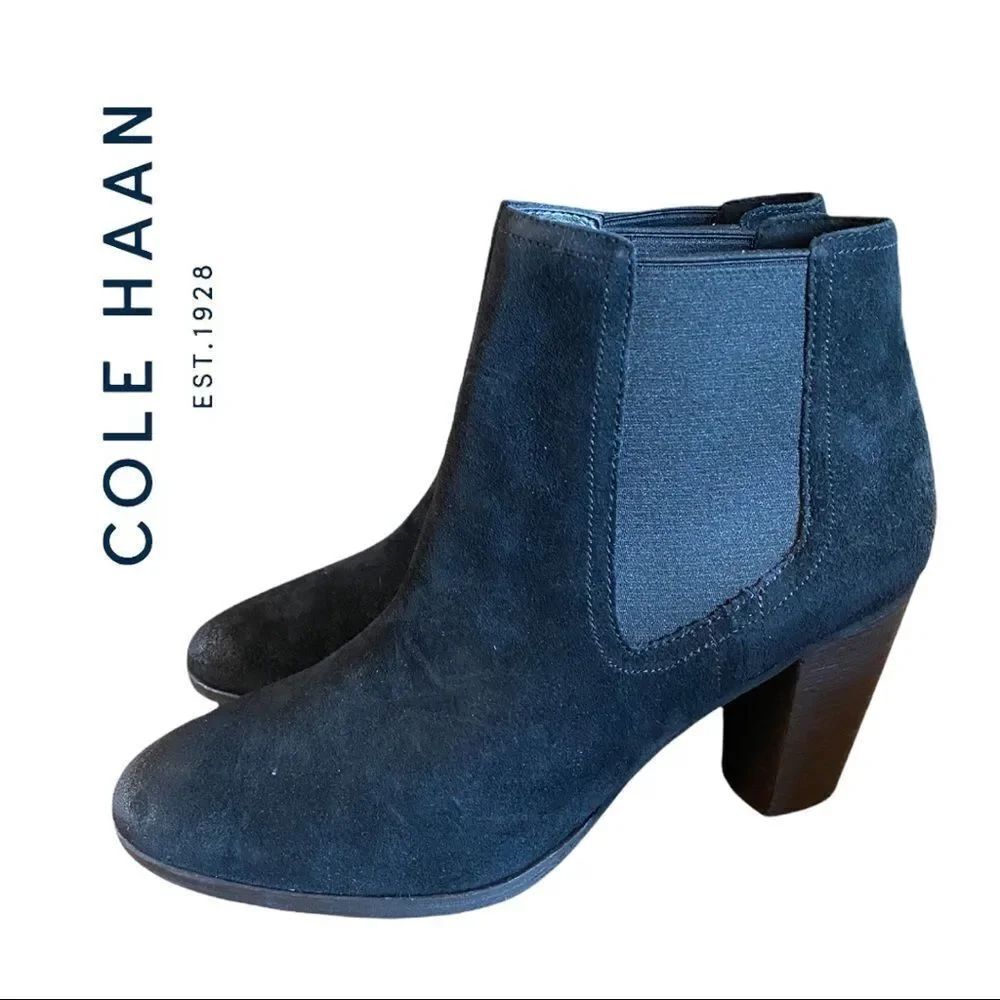 New in Box COLE HAAN Hayes Gore Black Suede Leather Ankle Boots Booties 11